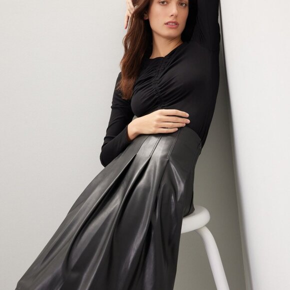 Natori Dresses & Skirts - Faux Leather Midi Skirt